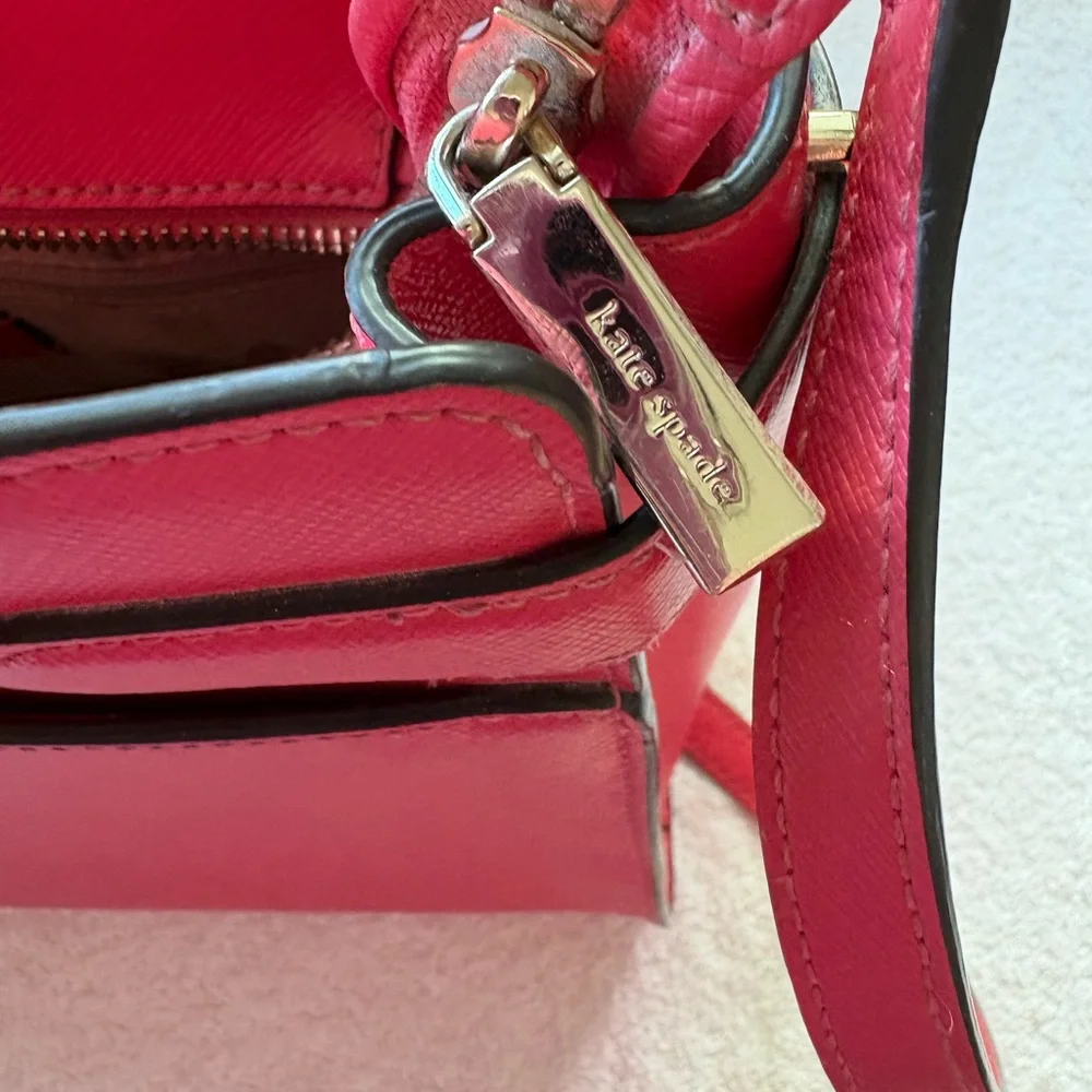 Kate Spade New York Staci Satchel Crossbody Bag Medium Size - Ruby Pink Leather